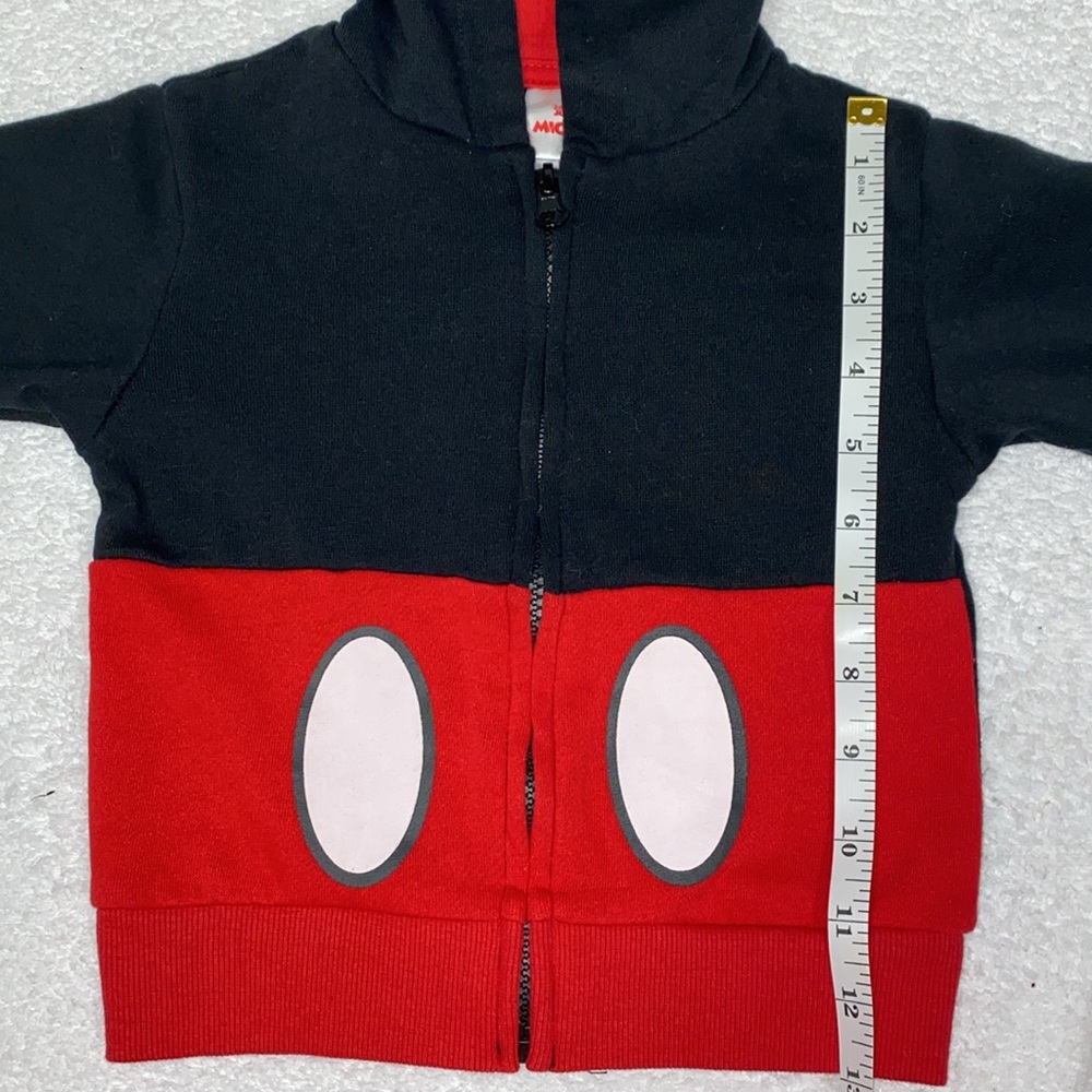 Disney Mickey Mouse  Zip Up Hoodie with Ears Black/Red unisex 12m - Picture 6 of 10